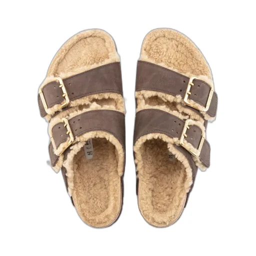 Fur-Lined Double-Strap Sandals
