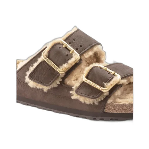 Fur-Lined Double-Strap Sandals
