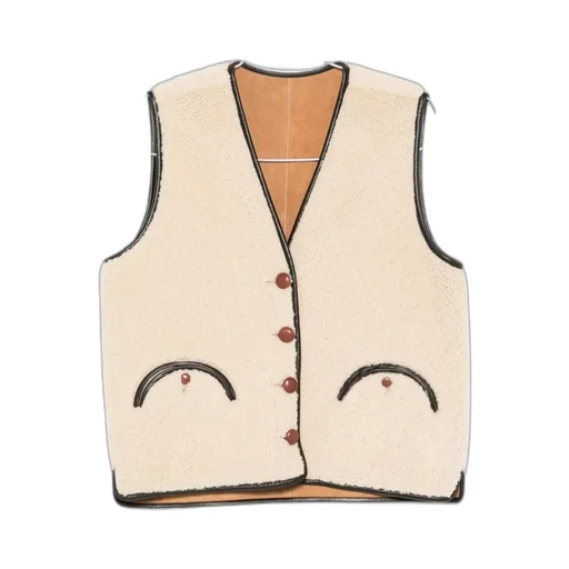 Button-Fastening Shearling Gilet