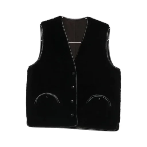 Leather-Trim Buttoned Gilet