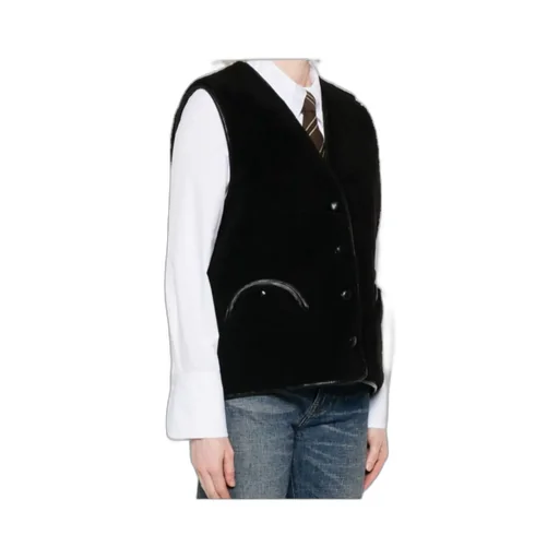 Leather-Trim Buttoned Gilet
