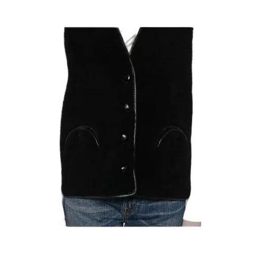 Leather-Trim Buttoned Gilet
