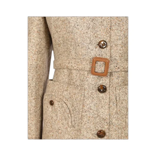 Belted Speckled Wool Jacket