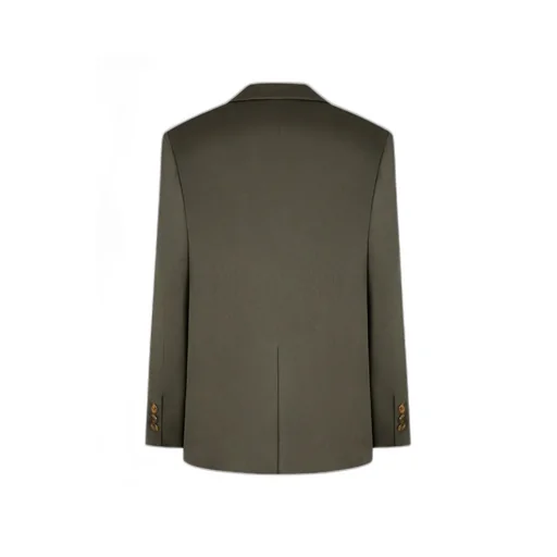 Oversized Double-Breasted Dark Forest Green Satin Blazer