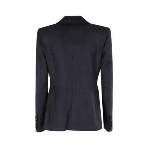 Trimmed-Collar Double-Breasted Blazer
