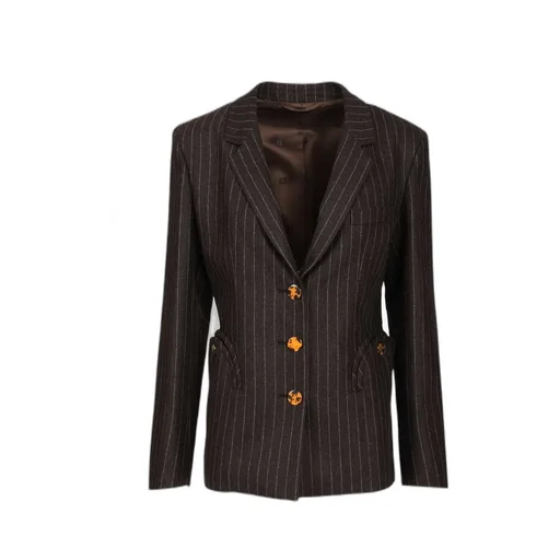 Lady Maud Pinstripe Button-Detail Blazer