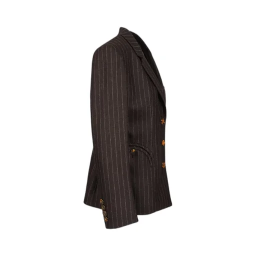 Lady Maud Pinstripe Button-Detail Blazer