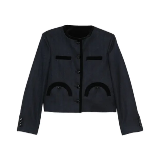 Velvet-Trimmed Pocket Jacket