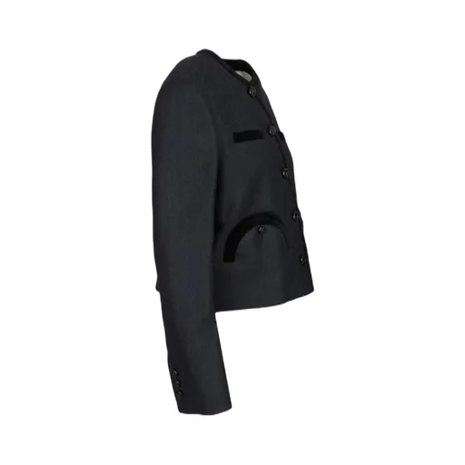 Velvet-Trimmed Pocket Jacket