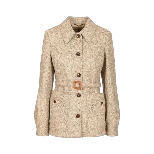 Belted Speckled Wool Jacket
