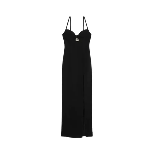 Long Crepe Slit Dress