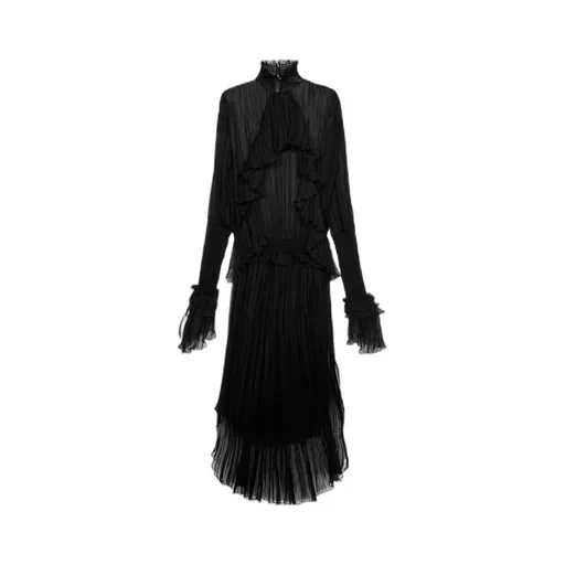 Pleated Ruffled Maxi Dress