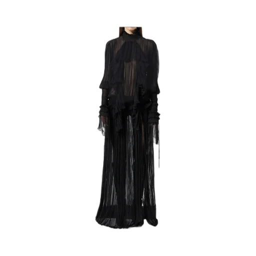 Pleated Ruffled Maxi Dress