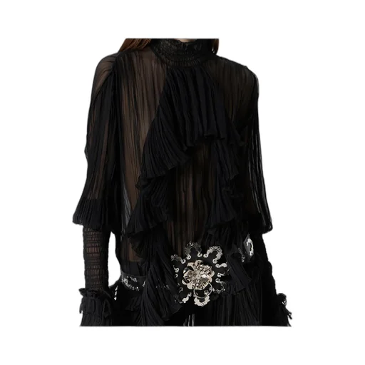 Pleated Ruffled Maxi Dress