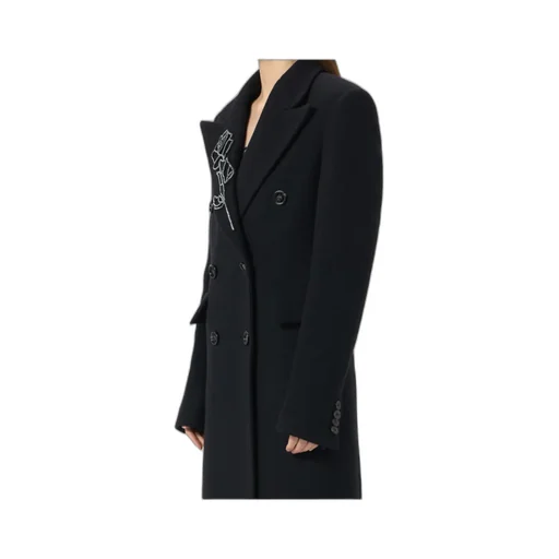 Double-Breasted Floral-Embroidered Coat