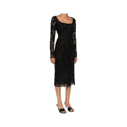 Floral Lace Square-Neck Midi Dress