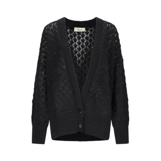 Open-Knit Buttoned Cardigan