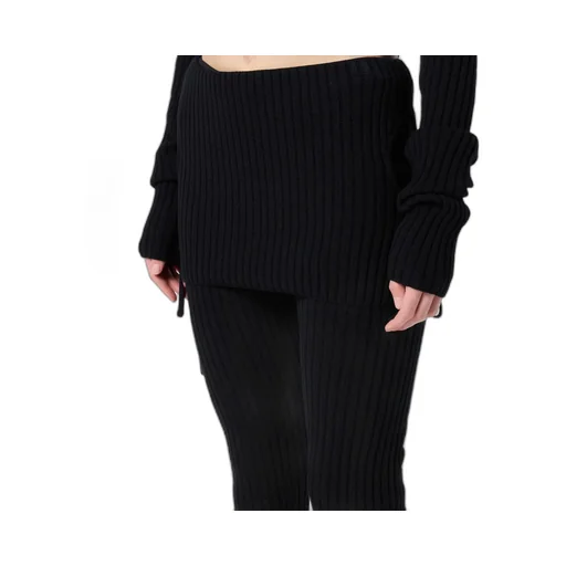 Ribbed-Knit Tie-Detail Trousers