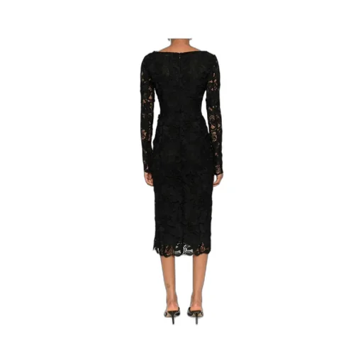 Floral Lace Square-Neck Midi Dress