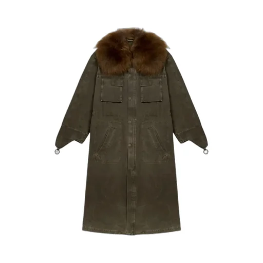 Fur-Collar Parka Coat