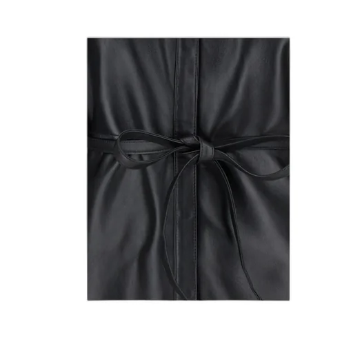 Tied-Waist Long Sleeved Leather Shirt