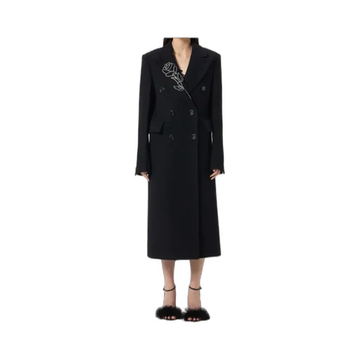 Double-Breasted Floral-Embroidered Coat