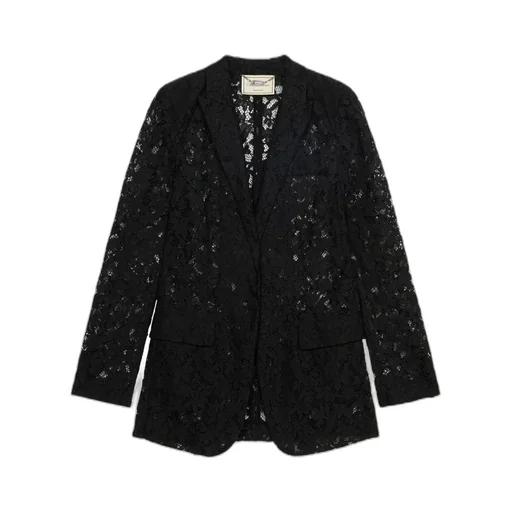 Single-Breasted Floral Lace Tailored Blazer