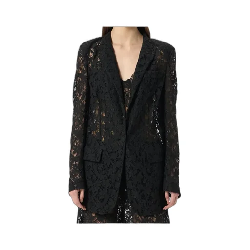 Single-Breasted Floral Lace Tailored Blazer