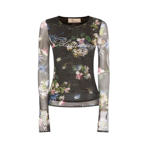 Floral-Print Mesh Top