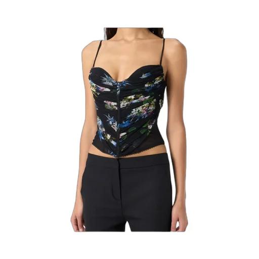 Floral Printed Ruched Lace Top