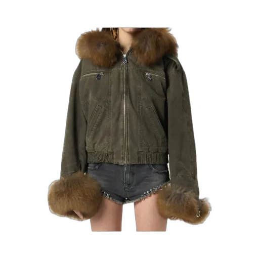 Hooded Zip-Up Bomber Jacket