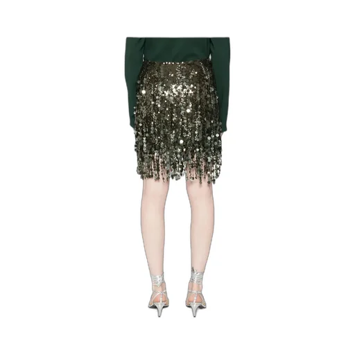 Sequin-Embellished Fringed Mini Skirt