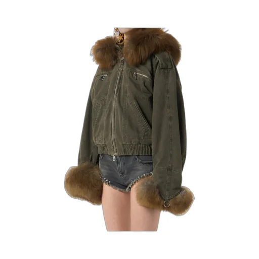 Hooded Zip-Up Bomber Jacket
