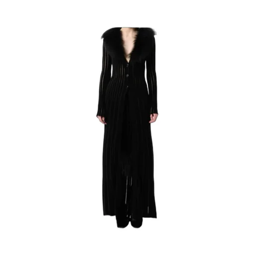Fur Collar Long Cardigan