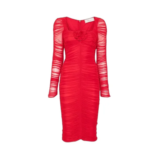 Ruffled Long-Sleeved Party Dress