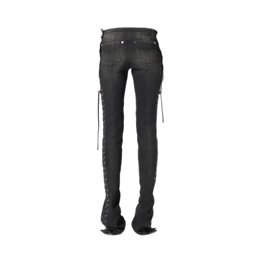 Lace-Up Detailed Fringed Jeans