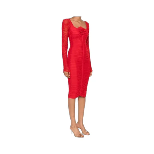 Ruffled Long-Sleeved Party Dress