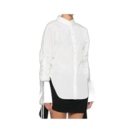 Gathered-Sleeve Button-Down Shirt