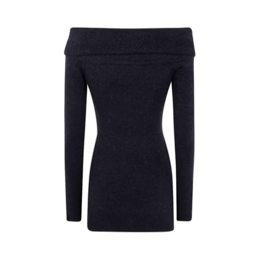 Off-Shoulder Embellished Knitted Dress