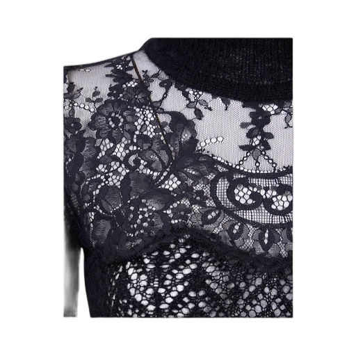Long Sleeved High-Neck Lace Top