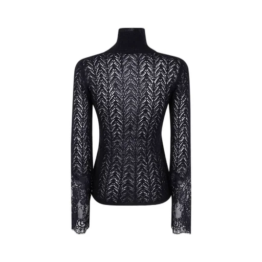 Long Sleeved High-Neck Lace Top