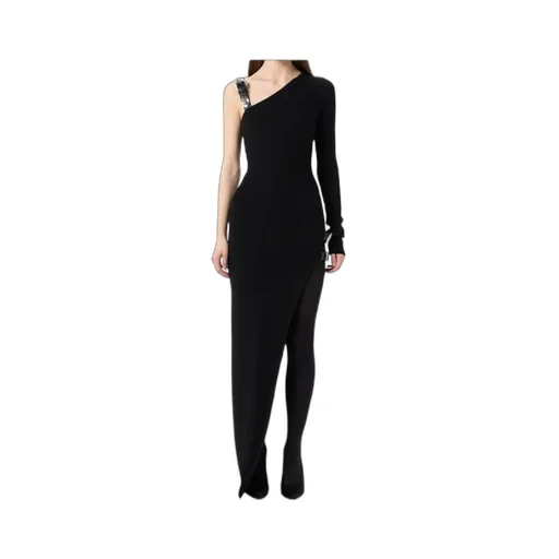 One-Sleeved Ribbed-Knit Asymmetric Dress