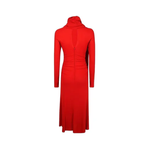 High-Neck Scarf Detailed Draped Midi Dress