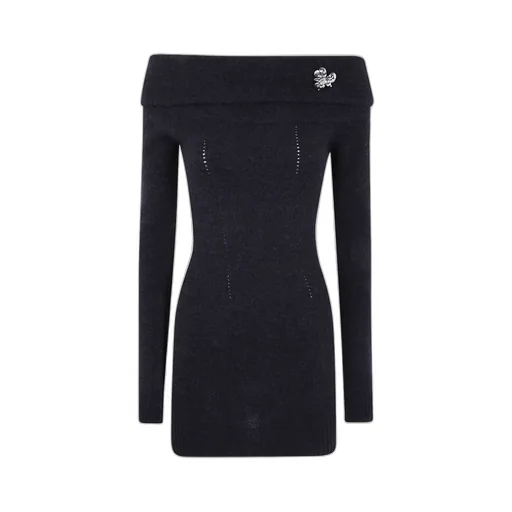 Off-Shoulder Embellished Knitted Dress