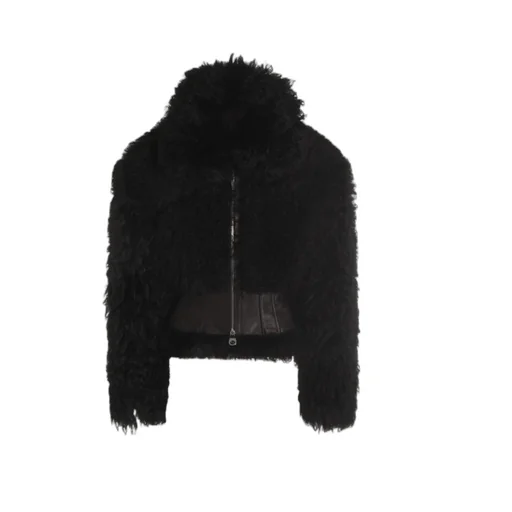 Leather-Detail Fleece Jacket