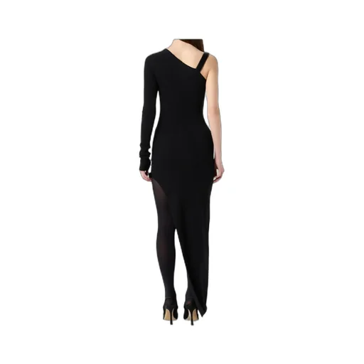 One-Sleeved Ribbed-Knit Asymmetric Dress