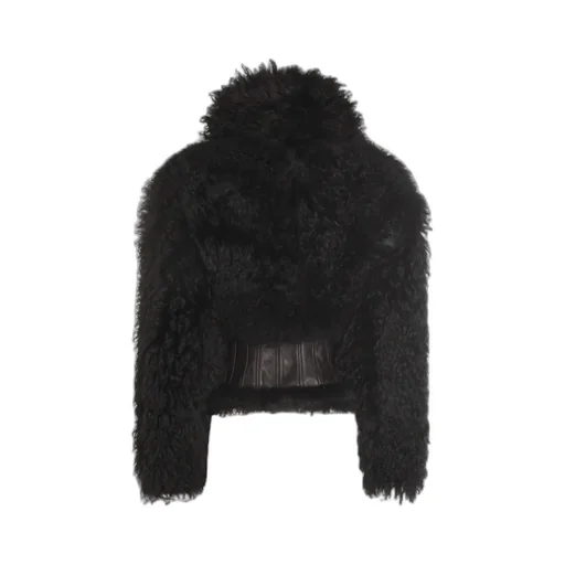 Leather-Detail Fleece Jacket