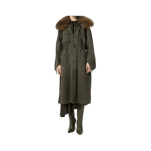 Fur-Collar Parka Coat