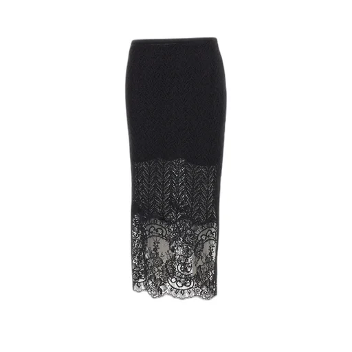 Knit Lace Panelled Midi Skirt