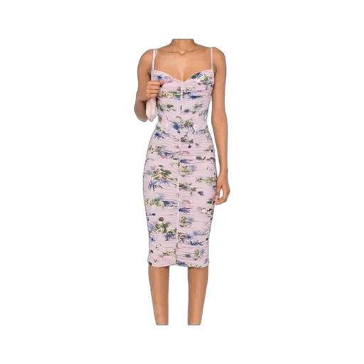 Floral Printed Ruched Midi Dress